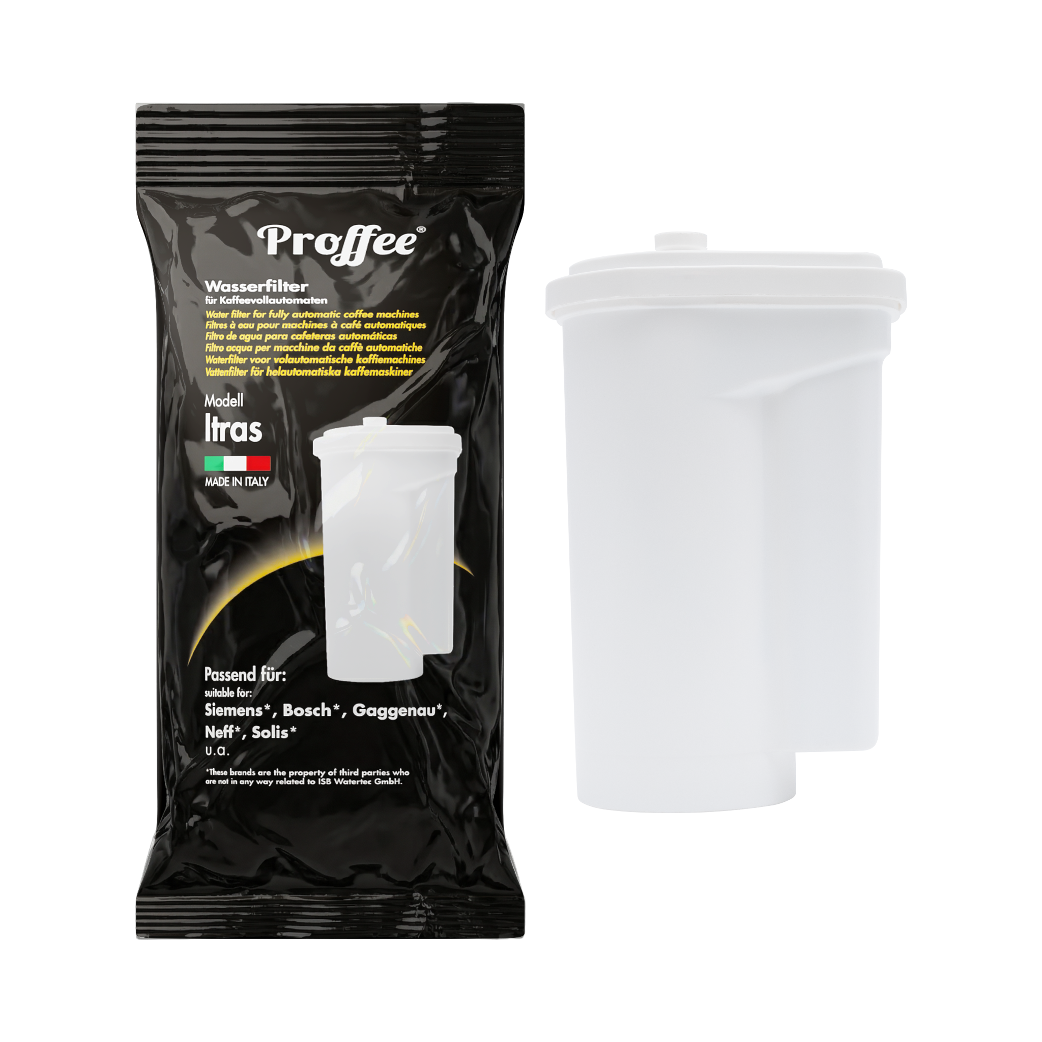 Proffee Itras Wasserfilter für Siemens EQ Kaffeevollautomaten – kompatibel mit Brita Intenza TZ70003 und TZ70033